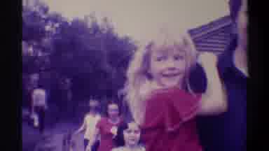 Gainsville Florida USA (1974): Five People Including A Man And Children Walking In