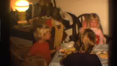 Gainsville Florida USA (1975): Kids Party Corn Table Dinner