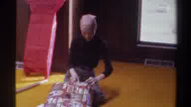 Gainsville Florida USA (1975): Mom Wrapping Christmas Presents For Every Member Of