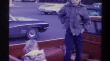 Gainsville Florida USA (1975): Two Kids Possibly Brother And Sister In The Back Of