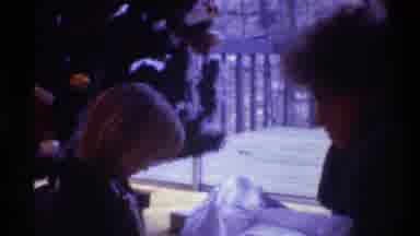 Gainsville Florida USA (1975): Little Girls Opening Presents On Christmas Day And