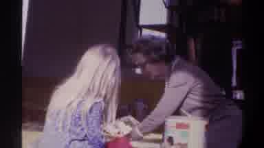 Gainsville Florida USA (1975): Grandmother In Pearls Playing Blocks With Young