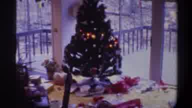 Gainsville Florida USA (1975): Christmas Lights Twinkling On Tree Near Window With