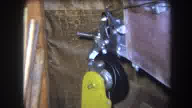 Volmer Yucaipa California USA-1964: Mechanical Lever Crane Lifting Yellow Rotors