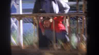 Volmer Yucaipa California USA (1965): Little Kids Running Across A Bridge While