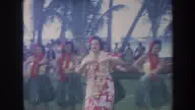 Honolulu Hawaii USA (1967): Hula Dancers Happily Dancing By The Beach Following