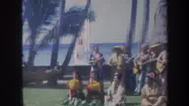 Honolulu Hawaii USA (1967): Tropical Island Scene With Group Of People Playing