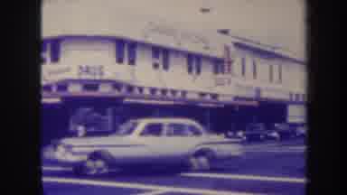 Honolulu Hawaii USA (1967): Dilapidated Empty Town Except Old Car Driving Person