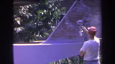 Volmer Yucaipa California USA (1969): Man Spray Painting Outside Being A Creator