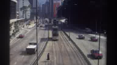 Hong Kong (1982): Downtown City Overpass View Double Decker Bus Traffic