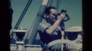 Cairo Egypt (1946): Man Using Sextant On Boat