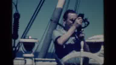 Cairo Egypt (1946): A Man Making A Footage On A Sunny Day In A Boat