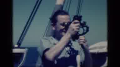 Cairo Egypt (1946): Sailor-Man Abroad A Ship Using Sextant Scope To Measure Angles