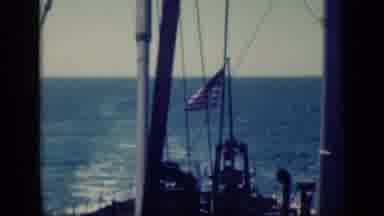 Cairo Egypt (1946): An American Flag Is On The Back Of A Ship Waving In The Wind