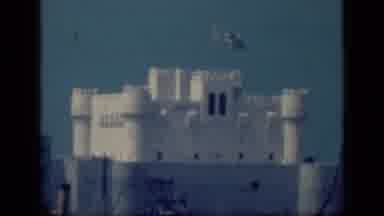 Cairo Egypt (1946): White Castle With Waving Blue Flag With Half Crescent Moon On