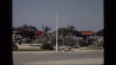 Cairo Egypt (1946): A Long Street With Tall Green And Red Trees With White Benches