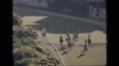 Cairo Egypt (1946): A Beautiful Lush Green Horse Track With Horses Racing Around