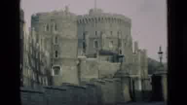 London England (1946): View Of A Large Castle Or Military Fortress With A Gate