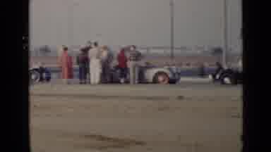 San Diego California USA (1949): Many Queued Cars New Cars With Many People Around
