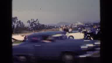 San Diego California USA (1949): Antique Cars Running Boards Parked Along Highway