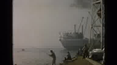 San Diego California USA (1949): People Fishing Sea Ship Horizon Food