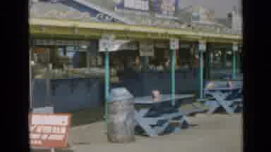 San Diego California USA (1949): A Camera Pans Across A Small Boardwalk Along A