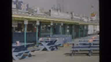 San Diego California USA (1949): Pier With Blue Benches Beach People Sunny Day