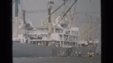 San Diego California USA (1949): Items Being Pulled Up Onto A Large Ship With