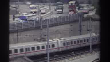 Taiwan (1982): Busy 4 Lane Highway With Cars Buses And Trucks And A Light Rail