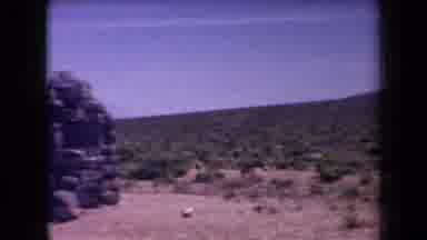 Arizona USA (1958): Panning Across The Scrub Brush Next To A Highway With A Stone