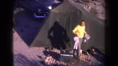 Arizona USA (1958): Home Movie Being Filmed While Camping In A Tent Near A Car