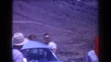 Arizona USA (1958): 4 People On Car Trip Getting Out Of The Car Walking Away