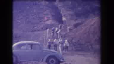 Arizona USA (1958): Group Of Several People Hiking Up A Large Dirt Hill