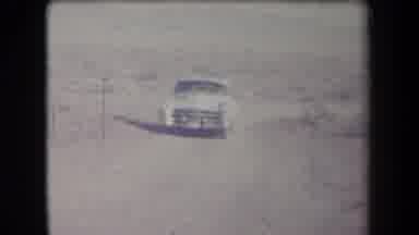 Arizona USA (1958): Blue Car On Desert Road Man Wearing Hat Glasses Smiles At
