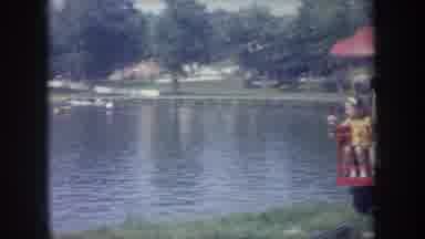 Michigan USA (1968): Home Movies Summer Small Train Going Around Lake Two Children
