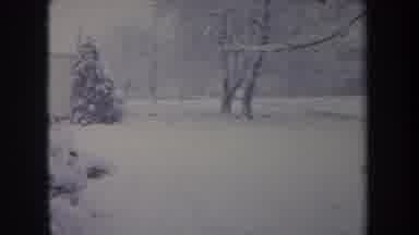 Michigan USA (1968): Snowy Landscape Trees Large Brown House Many Windows White