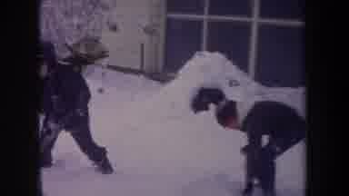Michigan USA (1968): Two Boys With Shovels Removing The Ne And Cold In Front Of