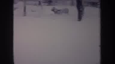 Michigan USA (1968): Dog Runs Around In Circles Behind Gated Fence In Snowy