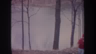 Michigan USA (1968): People Including Small Child In Red Coat Walking Along Nature