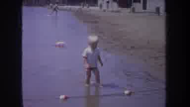 Michigan USA (1968): Home Blonde Baby Boy Walking In The Shallow Water Of The