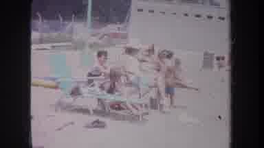 Michigan USA (1968): Children Playing On Sandpit Near Beach During Summer Time