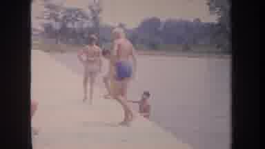 Michigan USA (1968): Children In Mid 19th Century Exiting A Pool In The Summer
