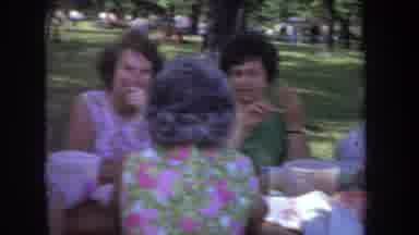 Michigan USA (1968): Old Women Having Some Food Outside For A Picnic