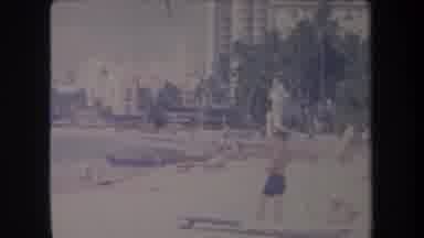 Hawaii USA (1969): Beautiful Beach Town People On The Beach And The Calm Blue Sea