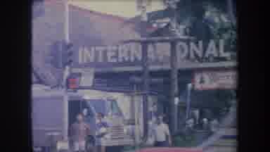 Hawaii USA (1969): People Walking Cars Passing City Street Tropical Christmas