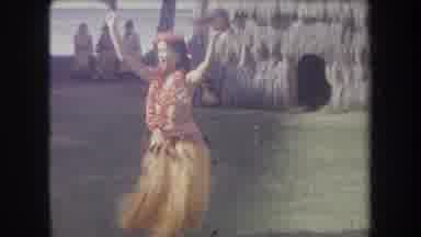 Hawaii USA (1969): Hawaiian Hula Dancer Wearing A Grass Skirt Dancing With Flowers