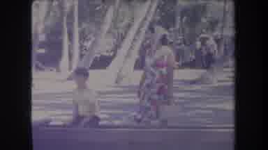 Hawaii USA (1969): People Looking At Boat Waterfall And Plants