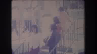 Hawaii USA (1969): Girls Looking At Each Other As They Walk Downstairs And Boat