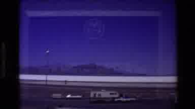 Western USA-1980: Campers Parked At Bonneville Salt Flats On Sunny Day