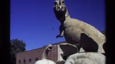 Western USA (1980): Large Outdoor T-Rex Statue Surrounded By Various Smaller
